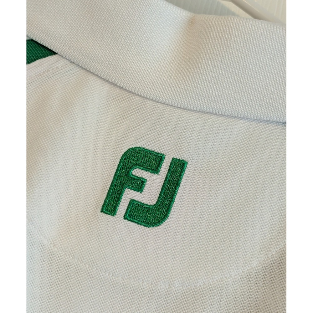 NWOT FootJoy ProDry Pique Golf Polo Shirt Mens XL White Green Short Sleeve NICE! - Picture 5 of 6